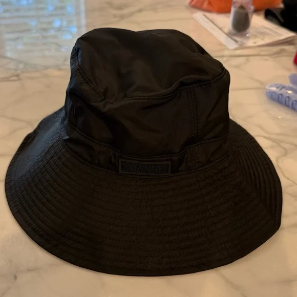 Ganni | Accessories | Ganni Black Tech Bucket Hat | Poshmark